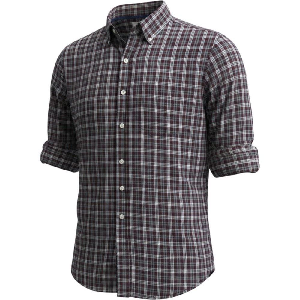 Croft & Barrow Mens XXL Easy Care Plaid Button Down Shirt Burgundy Blue White